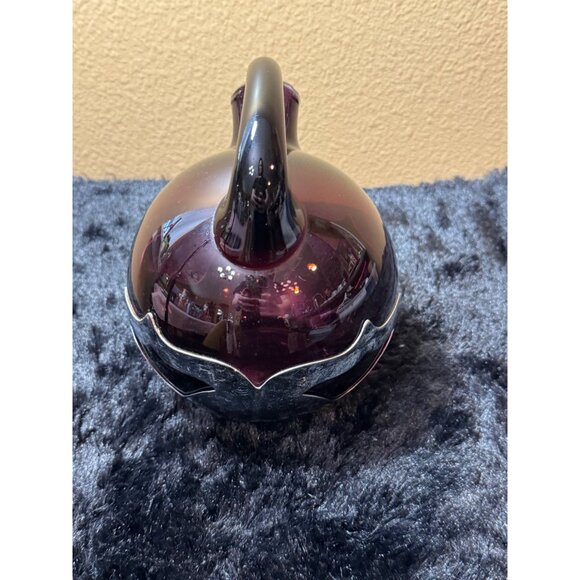 Vintage Farber Bros. Krome Amethyst Glass Round Pitcher Mid Century - Picture 2 of 9